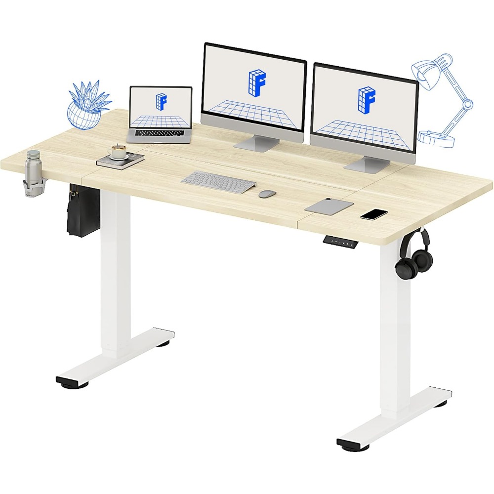Desk Setup Office - FLEXISPOT 63x32 Inch Electric Standing Desk,