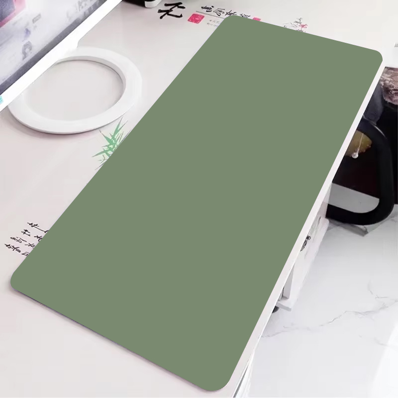 Desk Setup Mat - Solid green gaming mousepad large simple