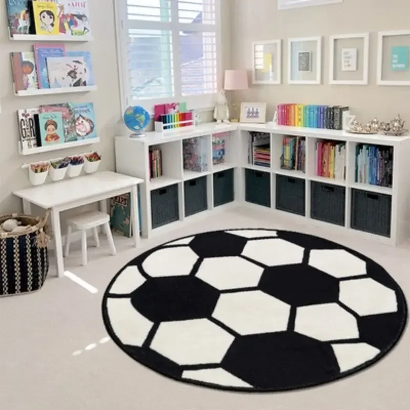 Desk Setup Girly - Imitation Cashmere Round Floor Mat Football