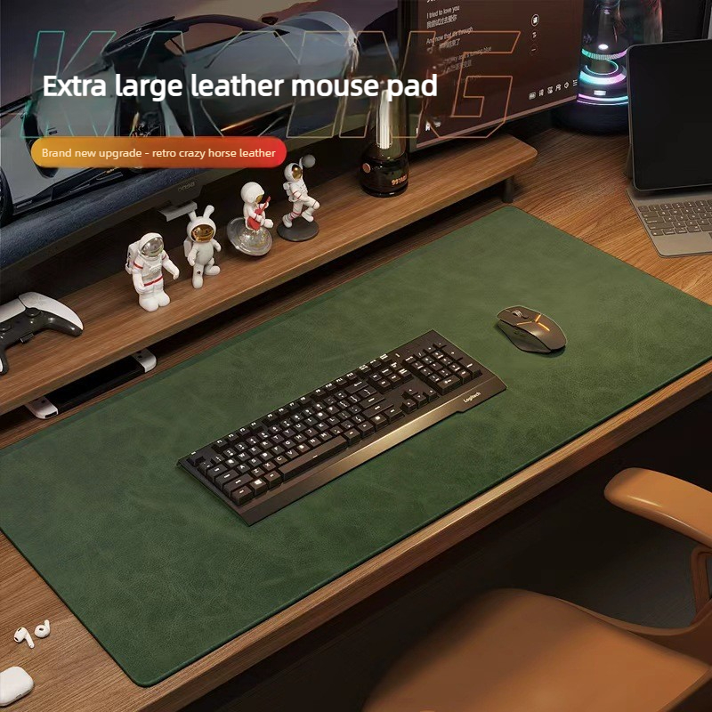 Desk Setup Mat - Crazy Horse Texture Pu Mousepad Portable
