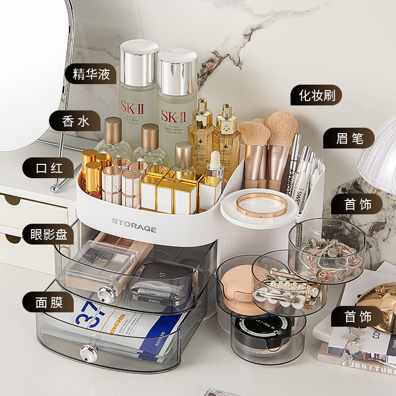 360 Degree Rotating Makeup Bru - Desk Drawer Unit ulasan dan harga