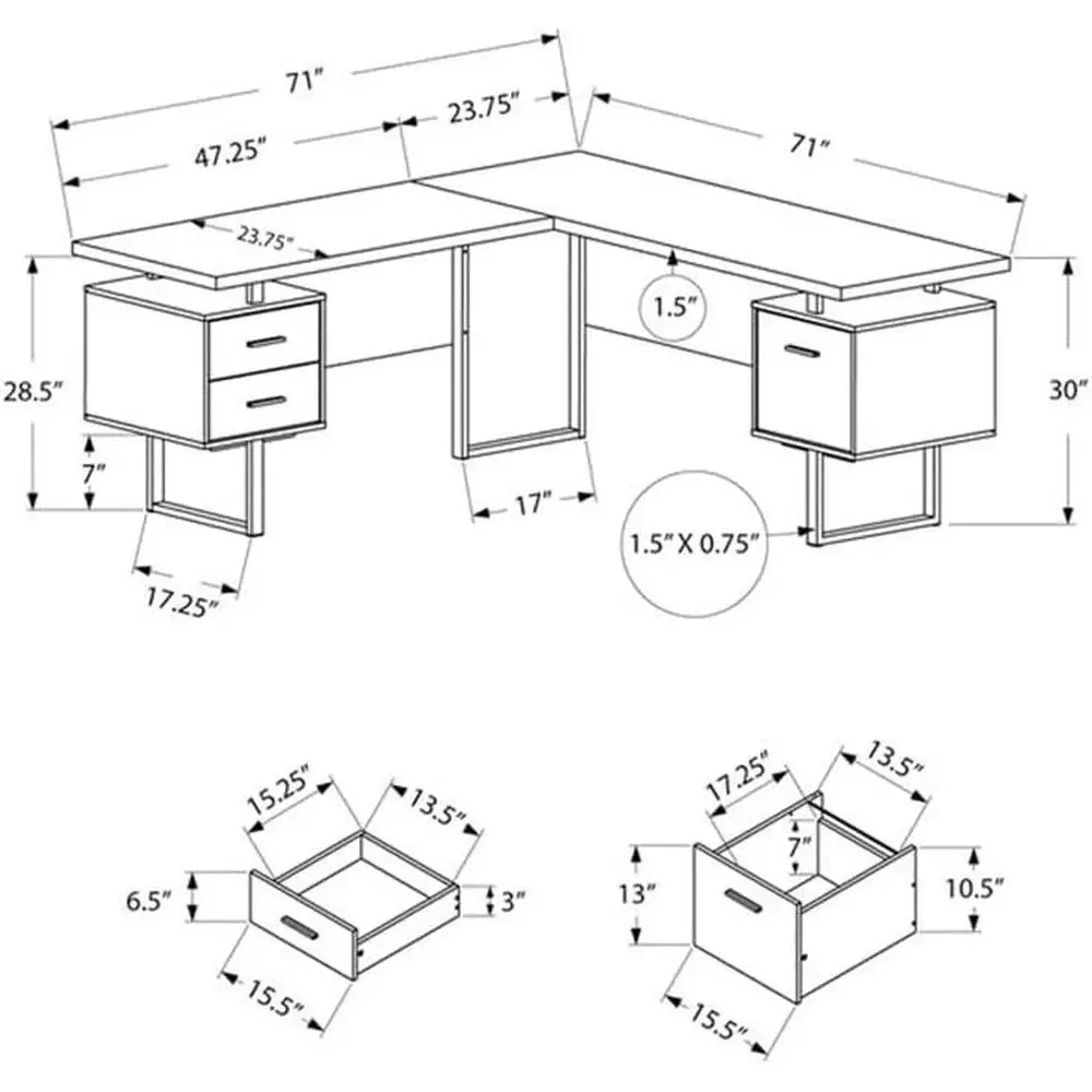 L-Shaped 70 Computer Desk with - Desk Setup Office ulasan dan harga