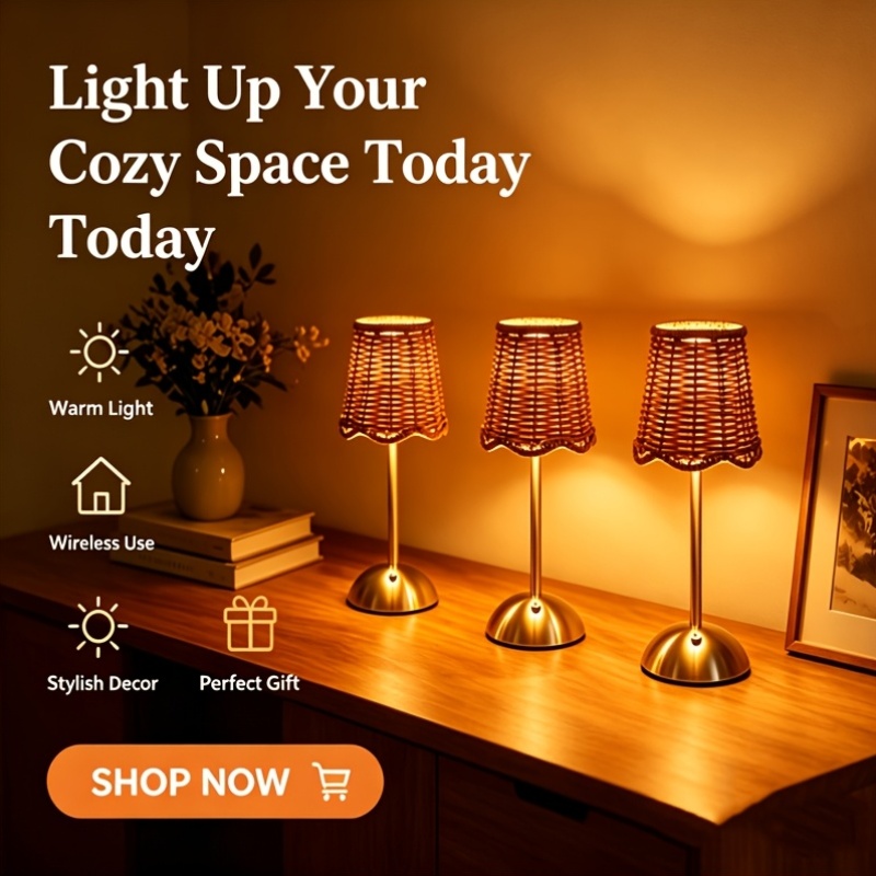 Bohemian Woven Rattan Art Tabl - Desk Setup Lamp ulasan dan harga