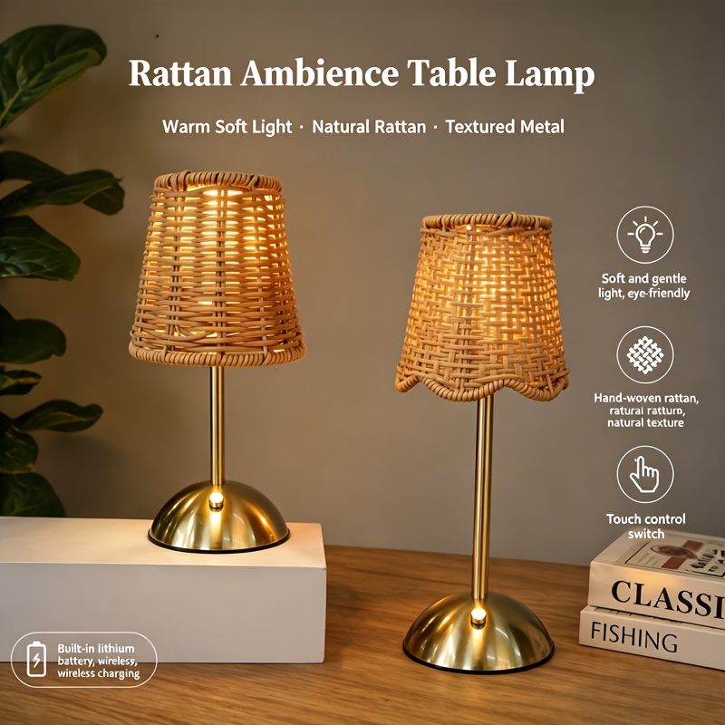 Bohemian Woven Rattan Art Tabl - Desk Setup Lamp ulasan dan harga