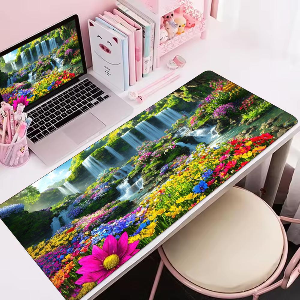 Colorful Flower Waterfall Scen - Desk Setup Natural ulasan dan harga