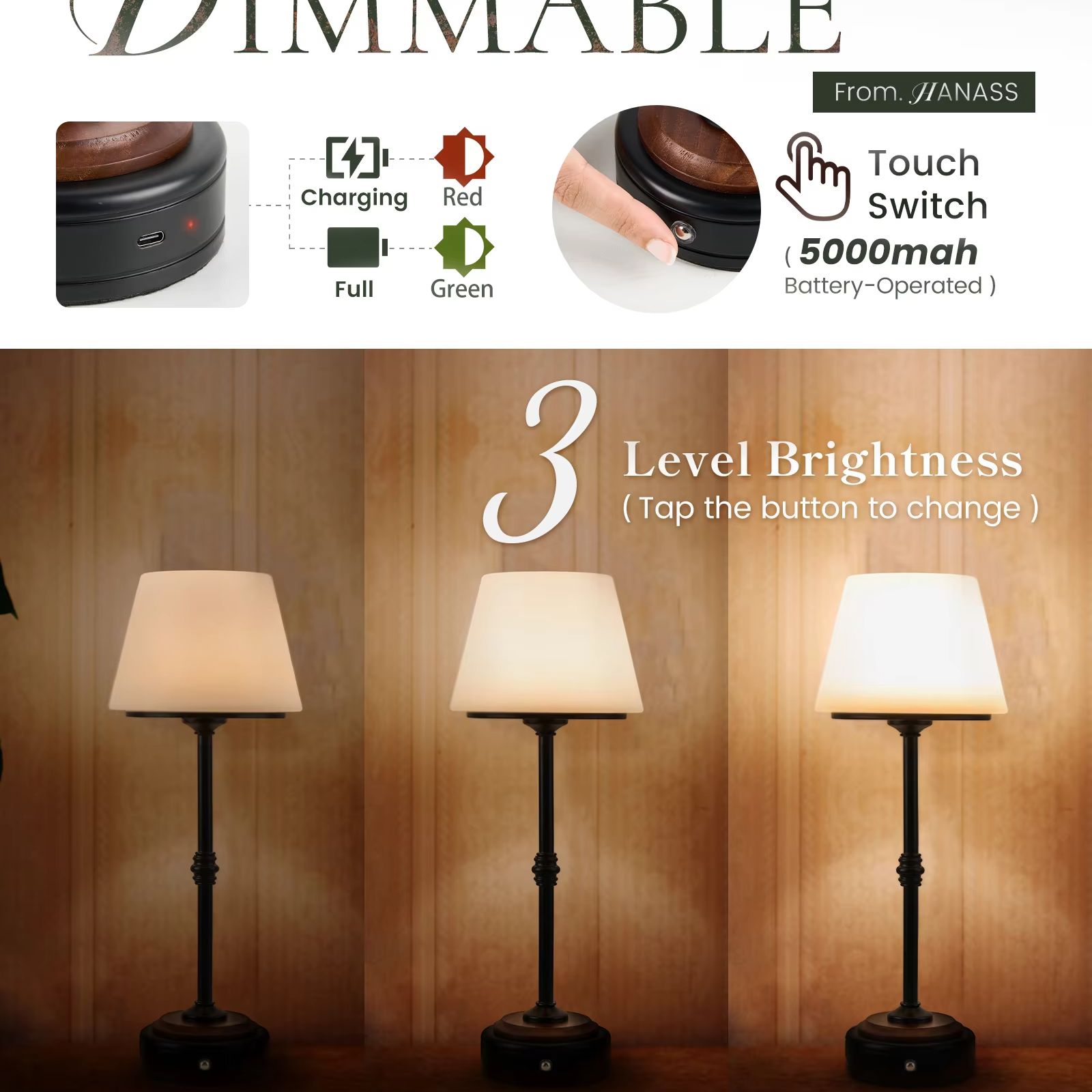 Cordless Table Lamps Set of  5 - Desk Setup Lamp ulasan dan harga