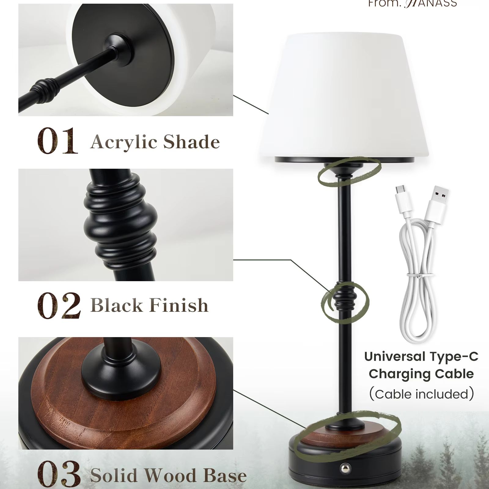 Cordless Table Lamps Set of  5 - Desk Setup Lamp ulasan dan harga