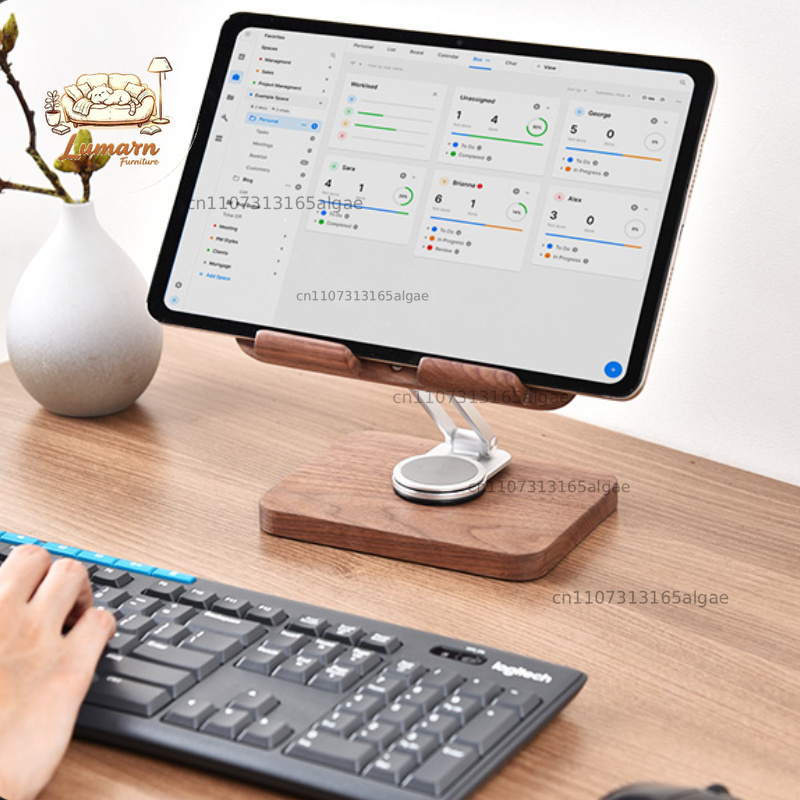 Black Walnut iPad Stand with 3 - Desk Setup With Ipad ulasan dan harga
