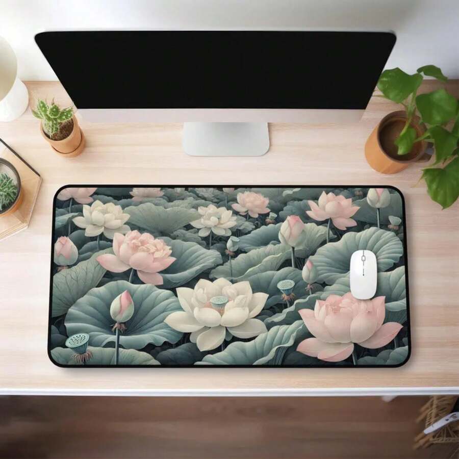 Large Lotus Flower Desk Mat No - Desk Setup Natural ulasan dan harga