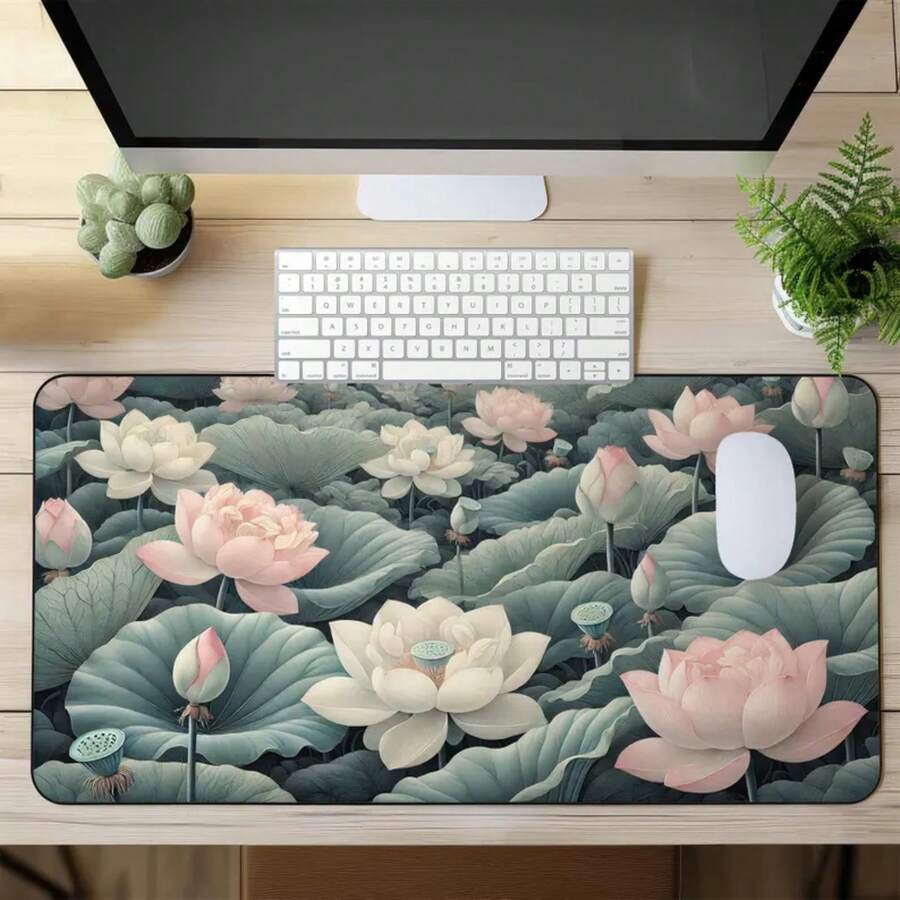 Large Lotus Flower Desk Mat No - Desk Setup Natural ulasan dan harga