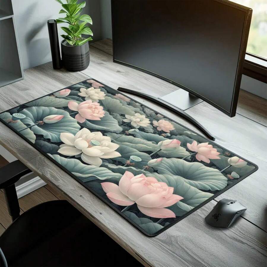 Large Lotus Flower Desk Mat No - Desk Setup Natural ulasan dan harga