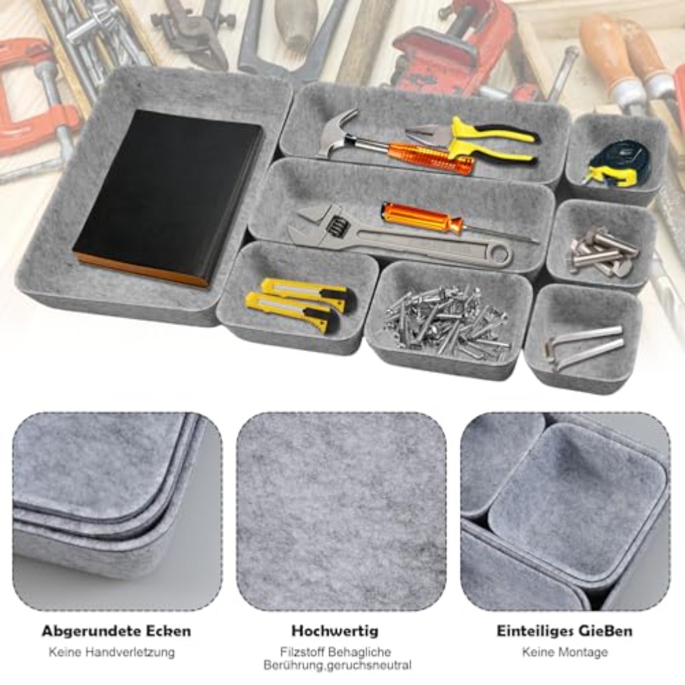 8pcs/set Felt Storage Box Desk - Desk Drawer Unit ulasan dan harga