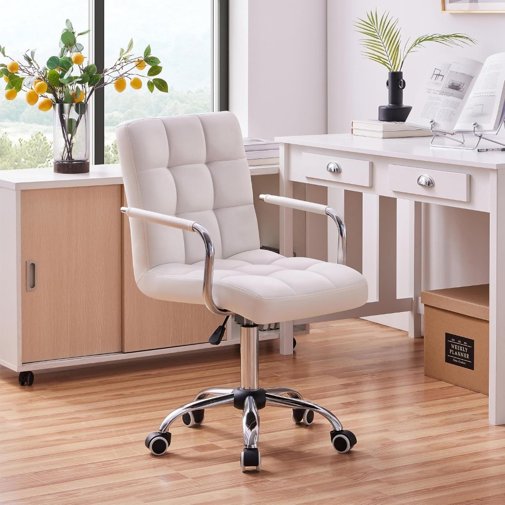 Vanity Desk Chair - Tufted PU  - Desk Setup Height ulasan dan harga