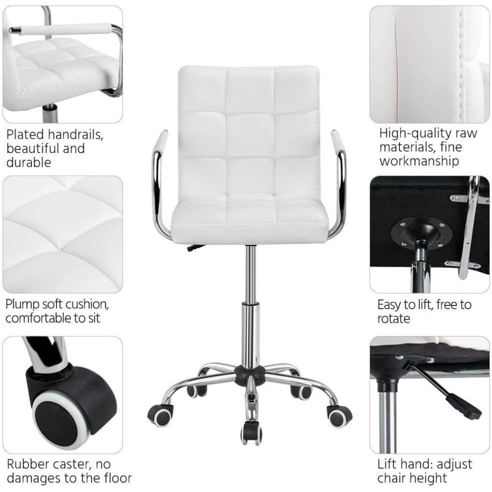 Vanity Desk Chair - Tufted PU  - Desk Setup Height ulasan dan harga