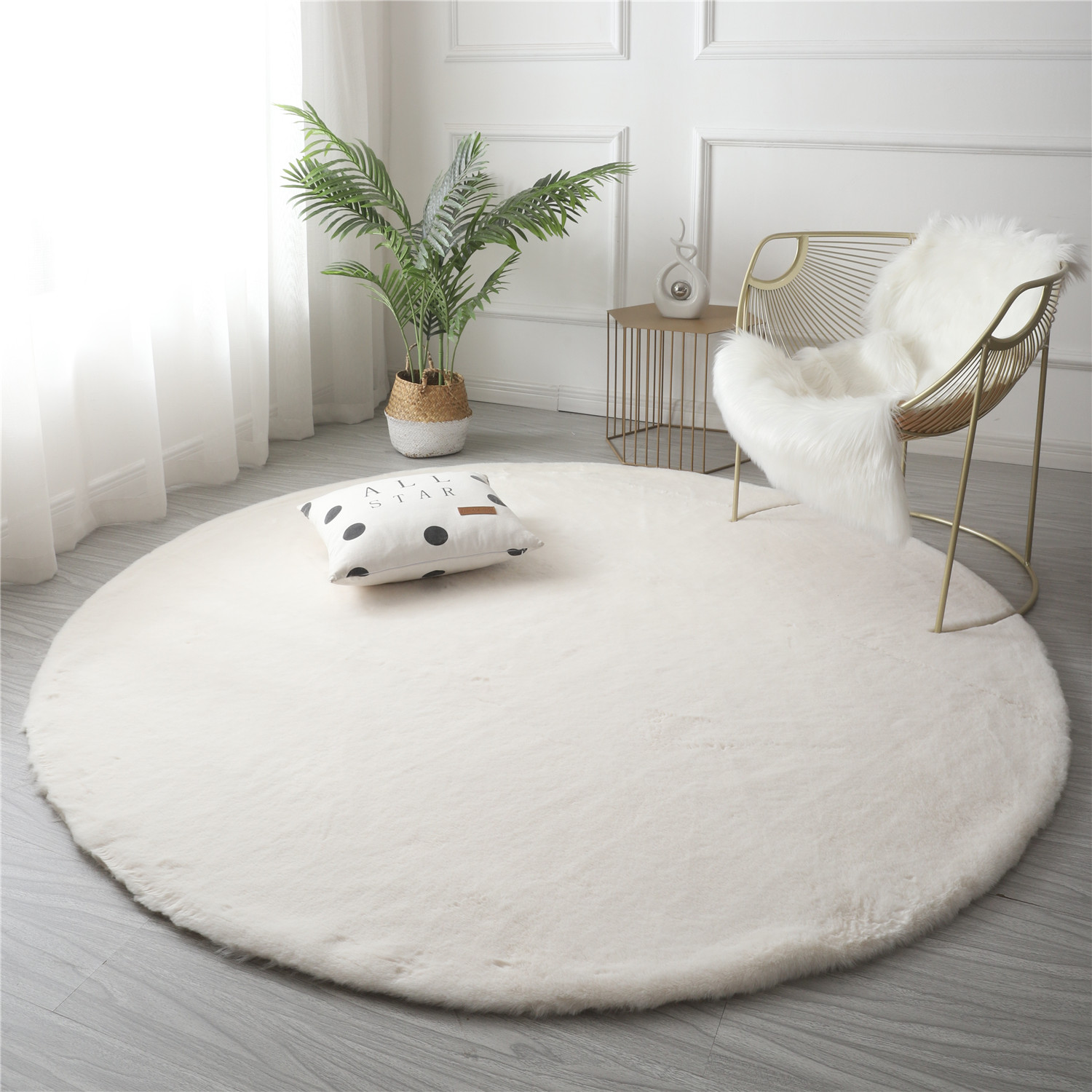 Ultra Soft Round Faux Fur Area - Desk Setup Girly ulasan dan harga