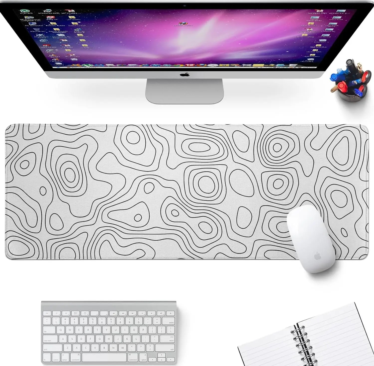 White Rubber Mouse Pad Topogra - Desk Setup Mat ulasan dan harga