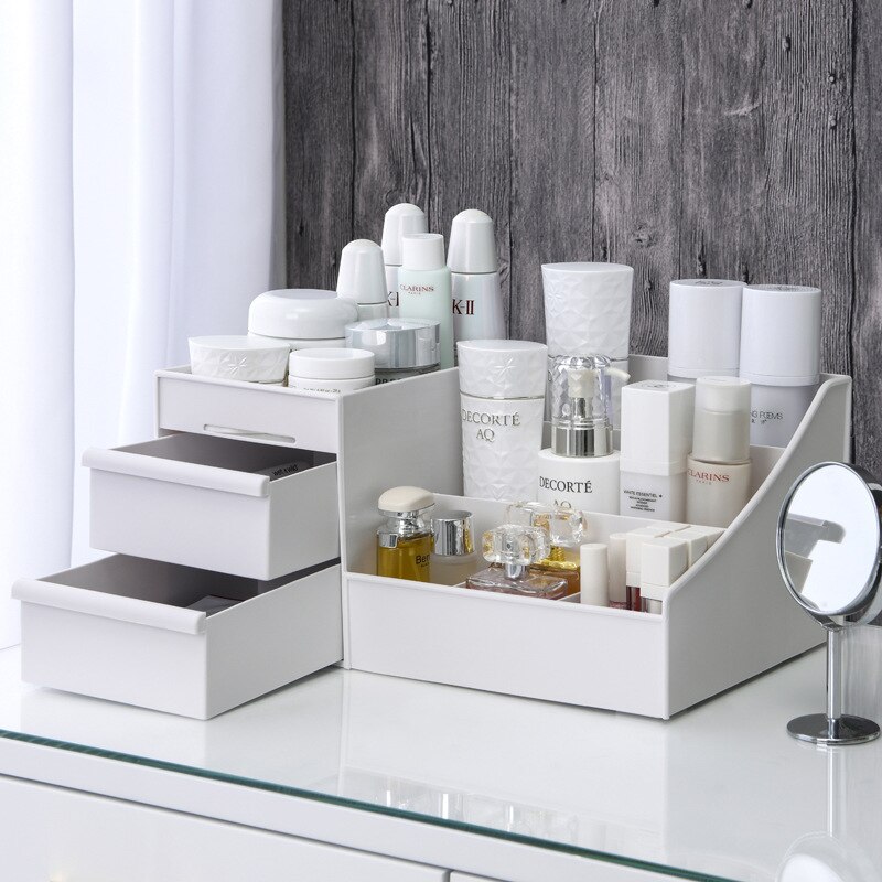 1PC White Plastic Makeup Stora - Desk Drawer Unit ulasan dan harga