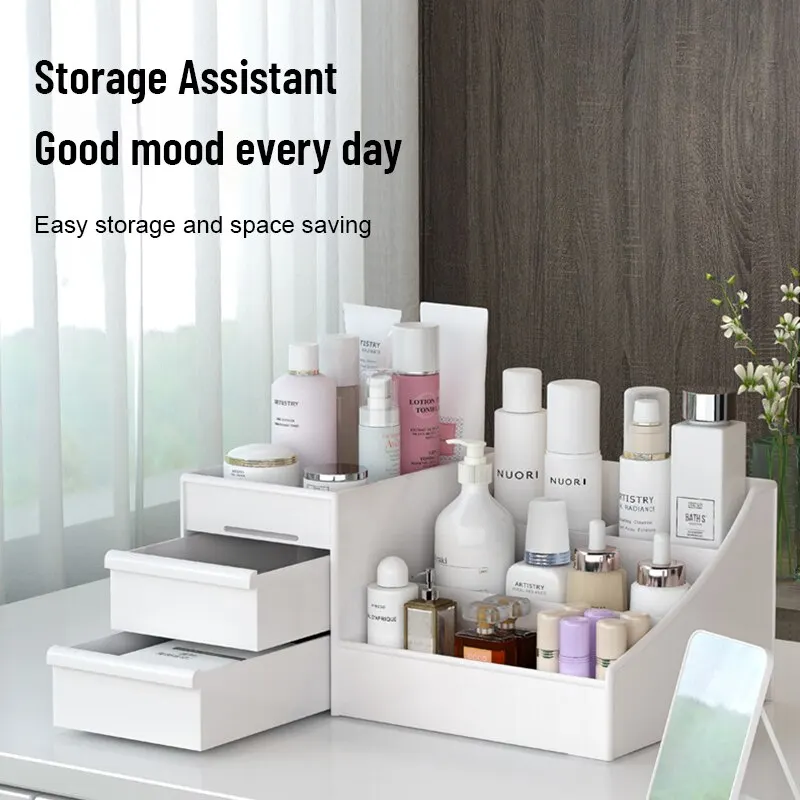 1PC White Plastic Makeup Stora - Desk Drawer Unit ulasan dan harga