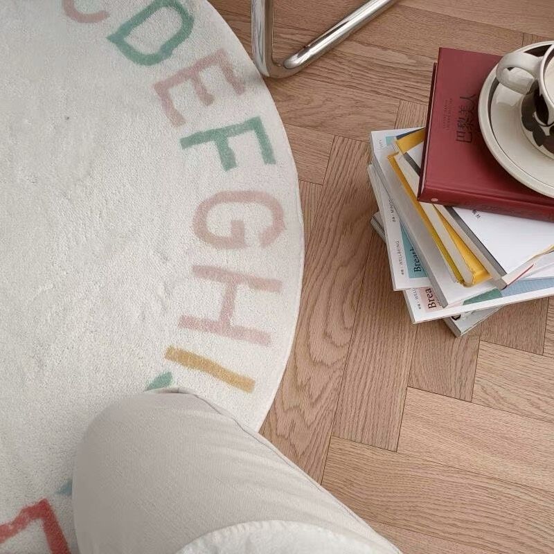 Round Fluffy Carpet For Living - Desk Setup Girly ulasan dan harga