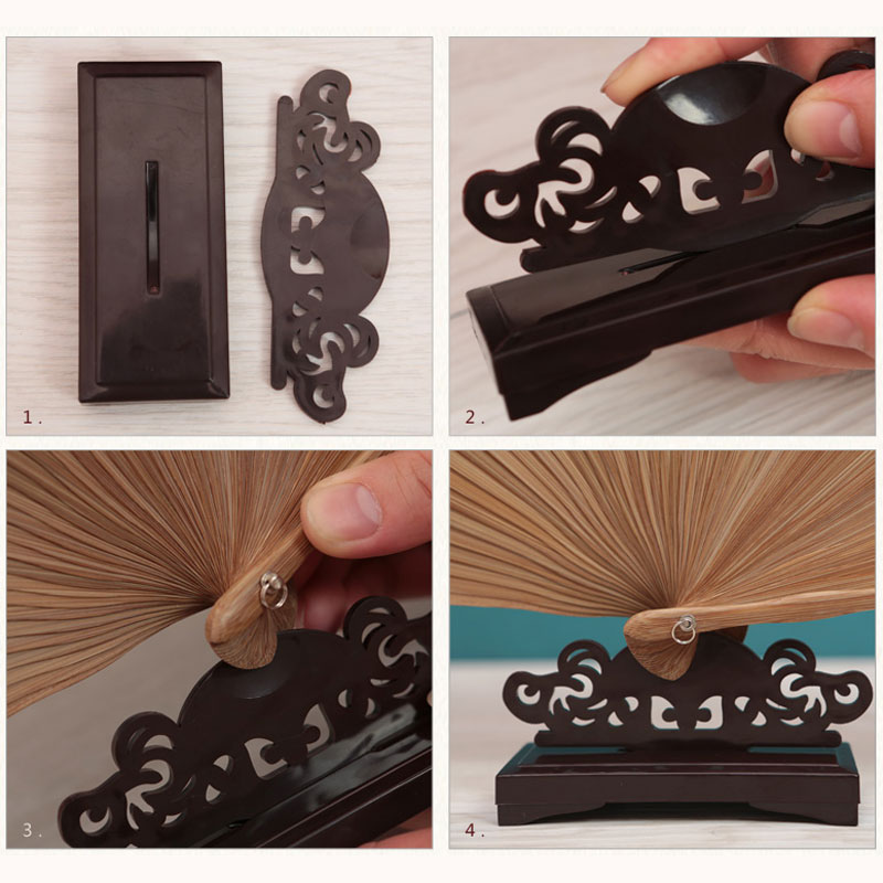 Vintage Art Style Folding Fan  - Desk Setup Wood ulasan dan harga