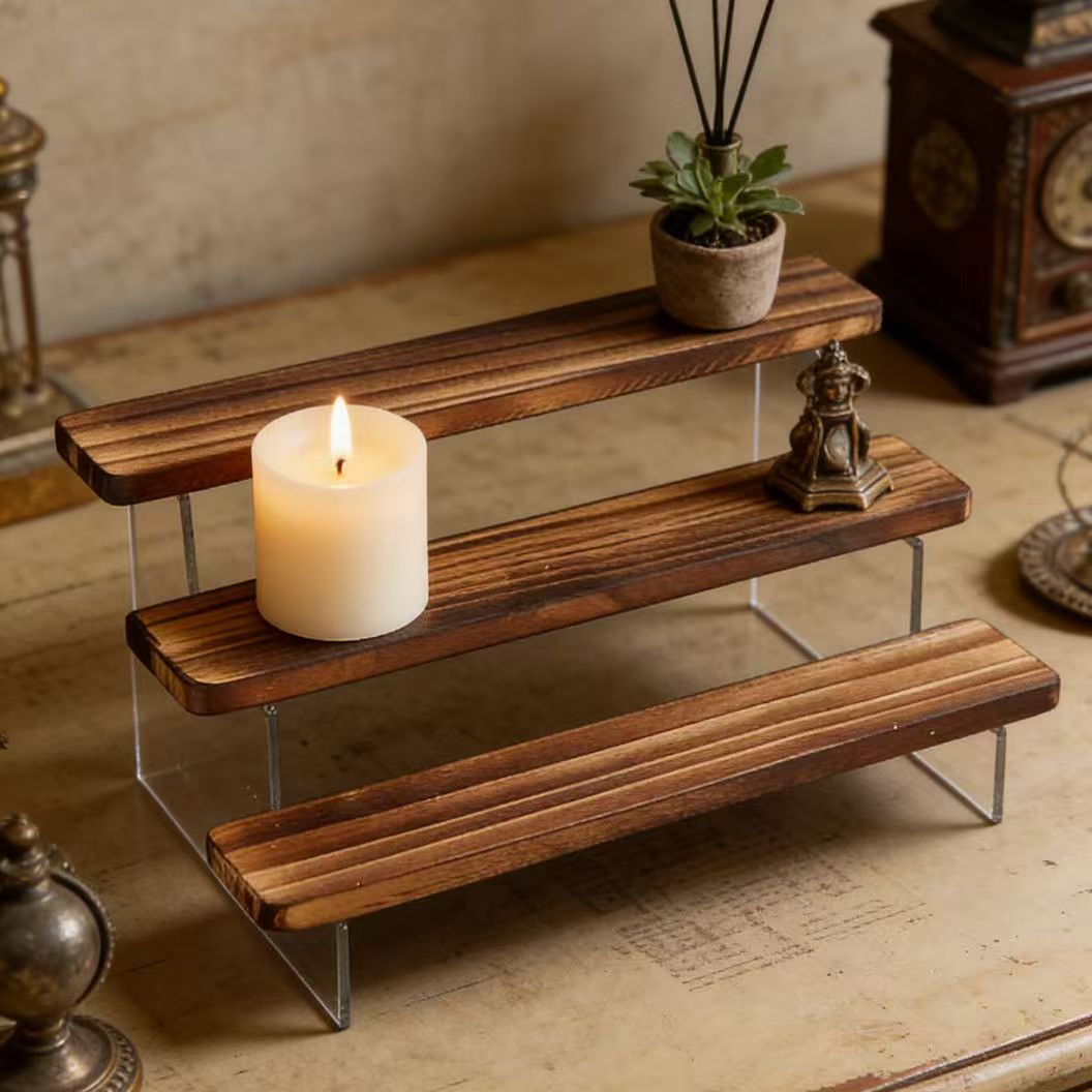 Charred Wooden Step Display St - Desk Setup Wood ulasan dan harga