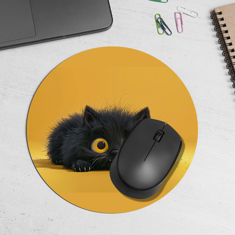 Cute Black Cat Round Mouse Pad - Desk Setup Office ulasan dan harga