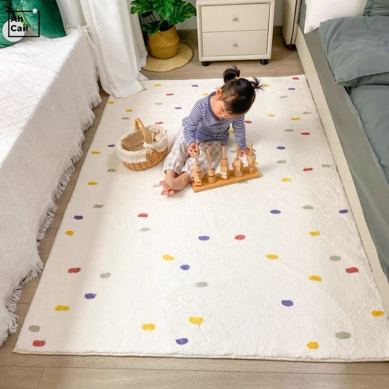 Children Furry Carpet Spotted  - Desk Setup Girly ulasan dan harga